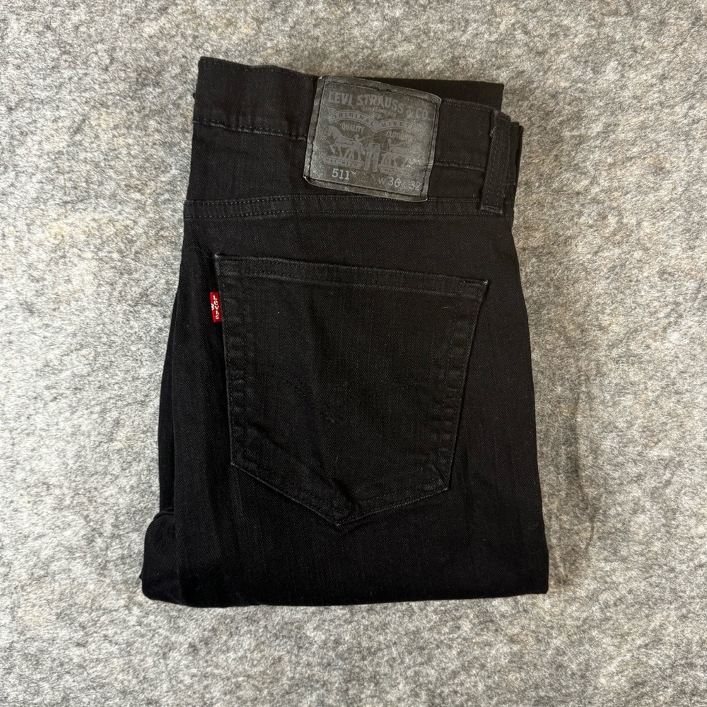 Levis Jeans 511 Mens 36x32 Black Slim Straight Denim Zip Five Pocket Stretch